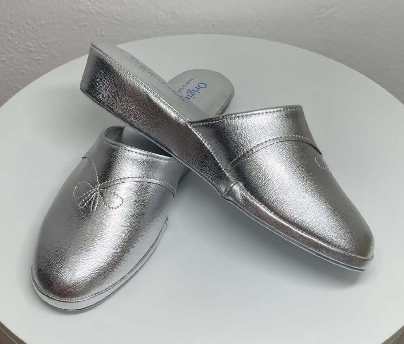 0032 Nappa Argento Suola Bufalo Ciabatte da camera Donna Original Milly Made in Italy