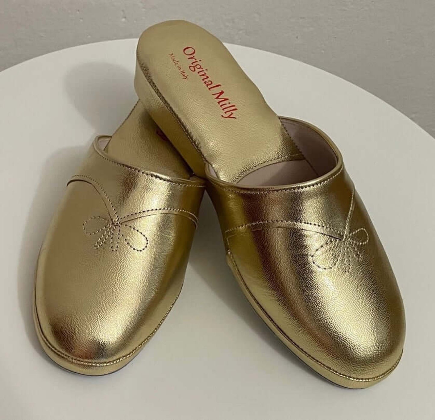 0032 Nappa Oro suola Bufalo Ciabatte da camera Donna Original Milly Made in Italy