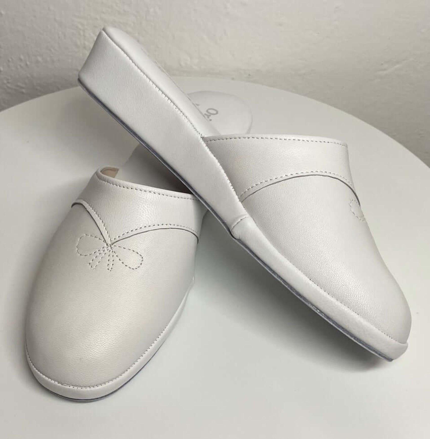 0032 Nappa e Camoscio Bianco suola Bufalo Ciabatte da camera Donna Original Milly Made in Italy