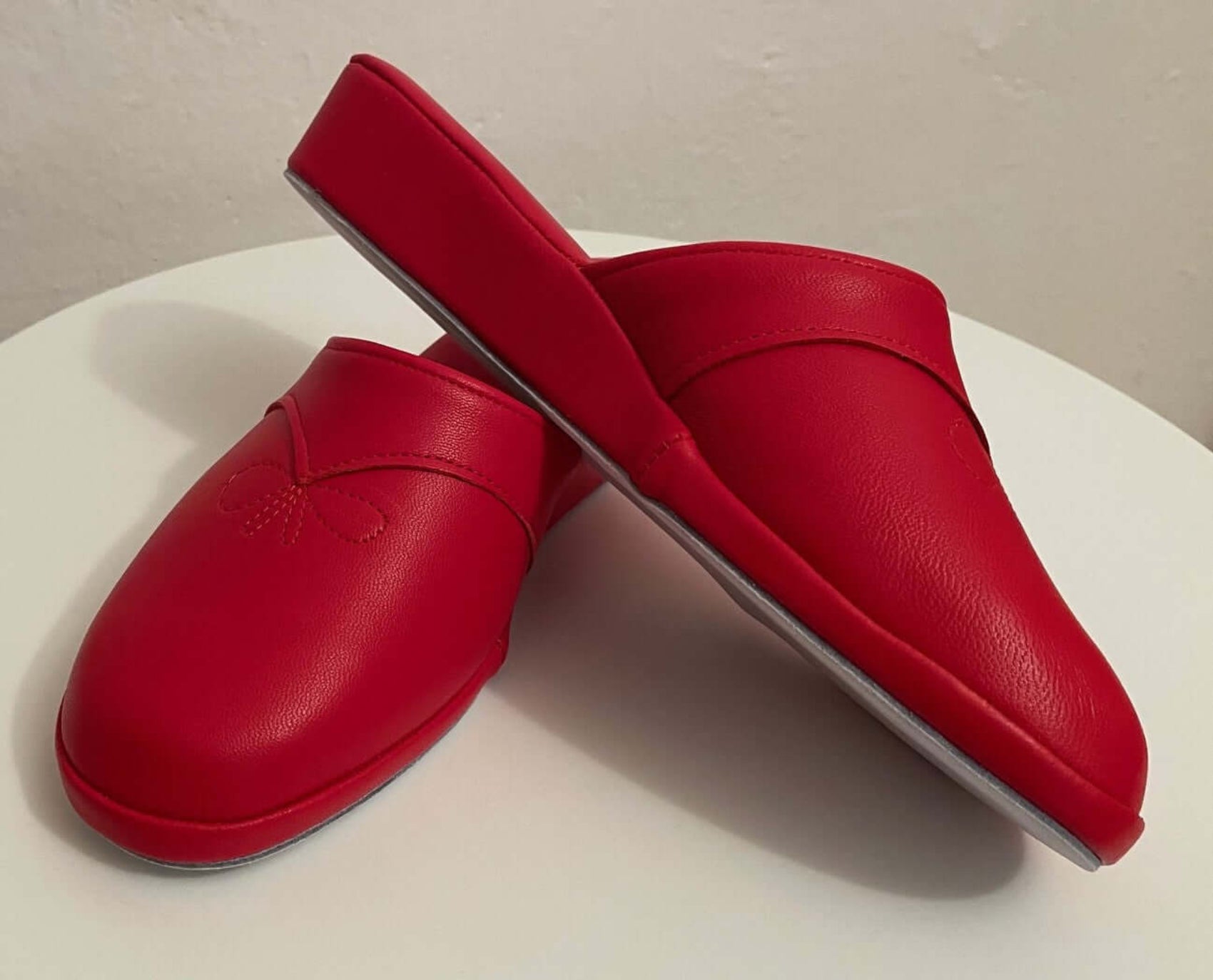 0032 Nappa e Camoscio Rosso suola Bufalo Ciabatte da camera Donna Original Milly Made in Italy