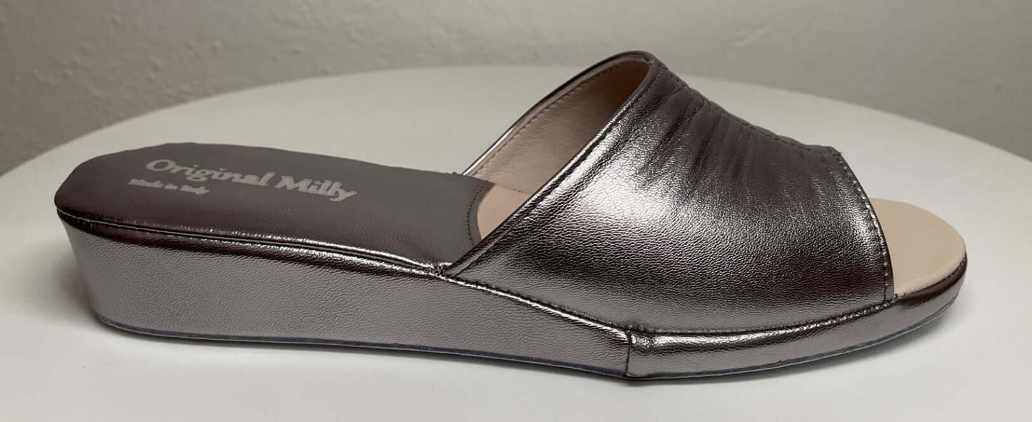 0075 Nappa Piombo Suola Bufalo Ciabatte da camera Donna Original Milly Made in Italy