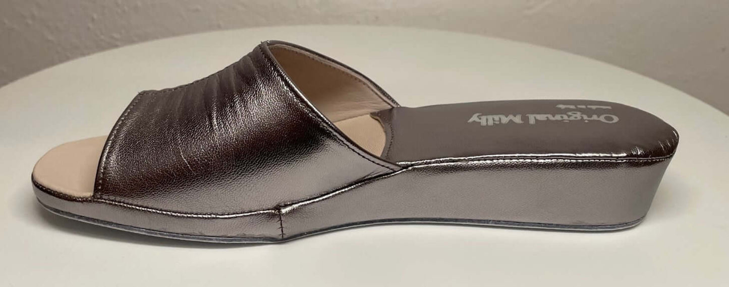 0075 Nappa Piombo Suola Bufalo Ciabatte da camera Donna Original Milly Made in Italy
