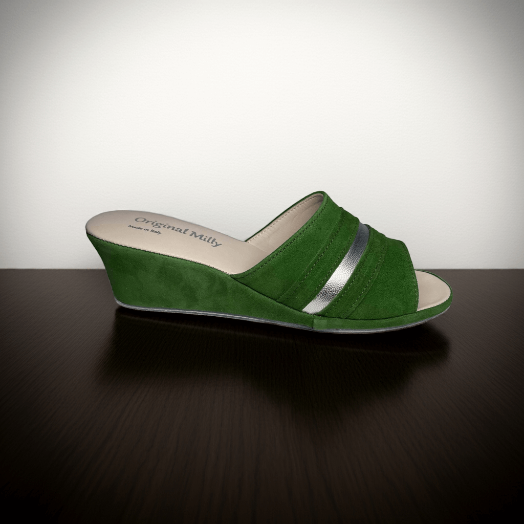 Original Milly 0076 Camoscio Verde (PelleTop) Ciabatta da camera Donna