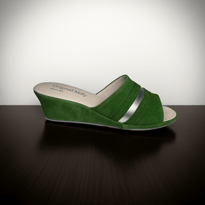 Original Milly 0076 Camoscio Verde (PelleTop) Ciabatta da camera Donna
