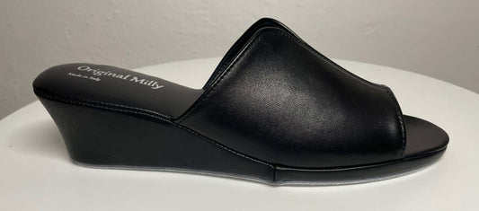 0101 Nappa e Camoscio Nero Suola Bufalo Ciabatte da camera Donna Original Milly Made in Italy