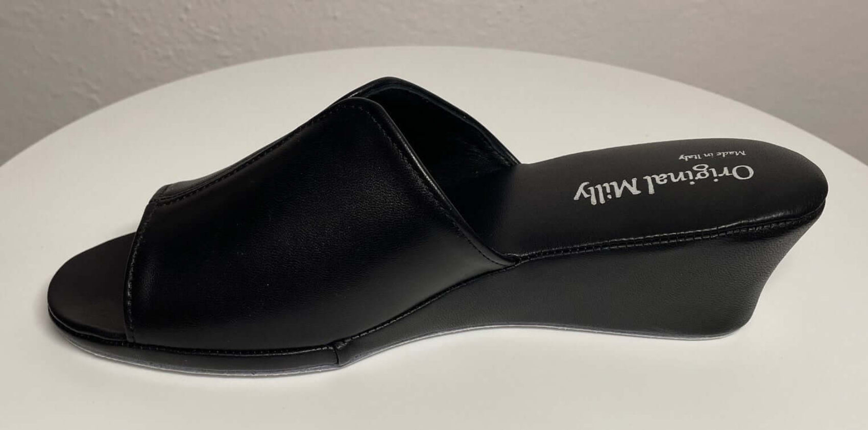0101 Nappa e Camoscio Nero Suola Bufalo Ciabatte da camera Donna Original Milly Made in Italy