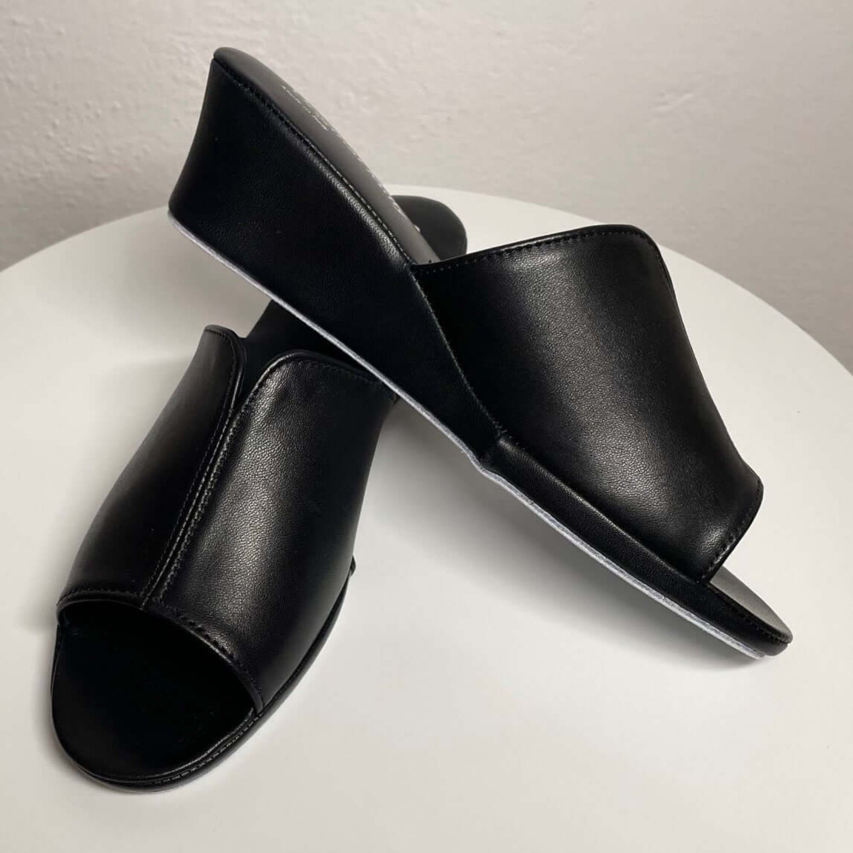 0101 Nappa e Camoscio Nero Suola Bufalo Ciabatte da camera Donna Original Milly Made in Italy