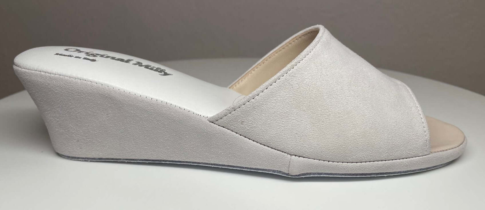 0103 Camoscio Bianco Suola Bufalo Ciabatte da camera Donna Original Milly Made in Italy