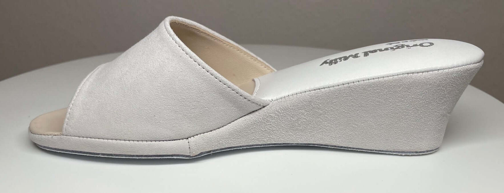 0103 Camoscio Bianco Suola Bufalo Ciabatte da camera Donna Original Milly Made in Italy