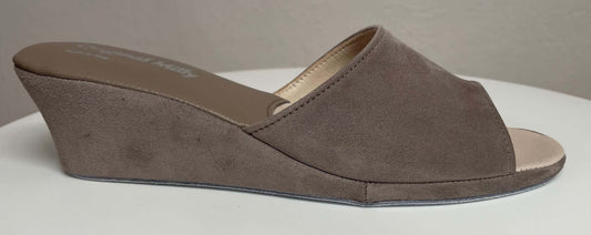 0103 Camoscio Taupe Suola Bufalo Ciabatte da camera Donna Original Milly Made in Italy