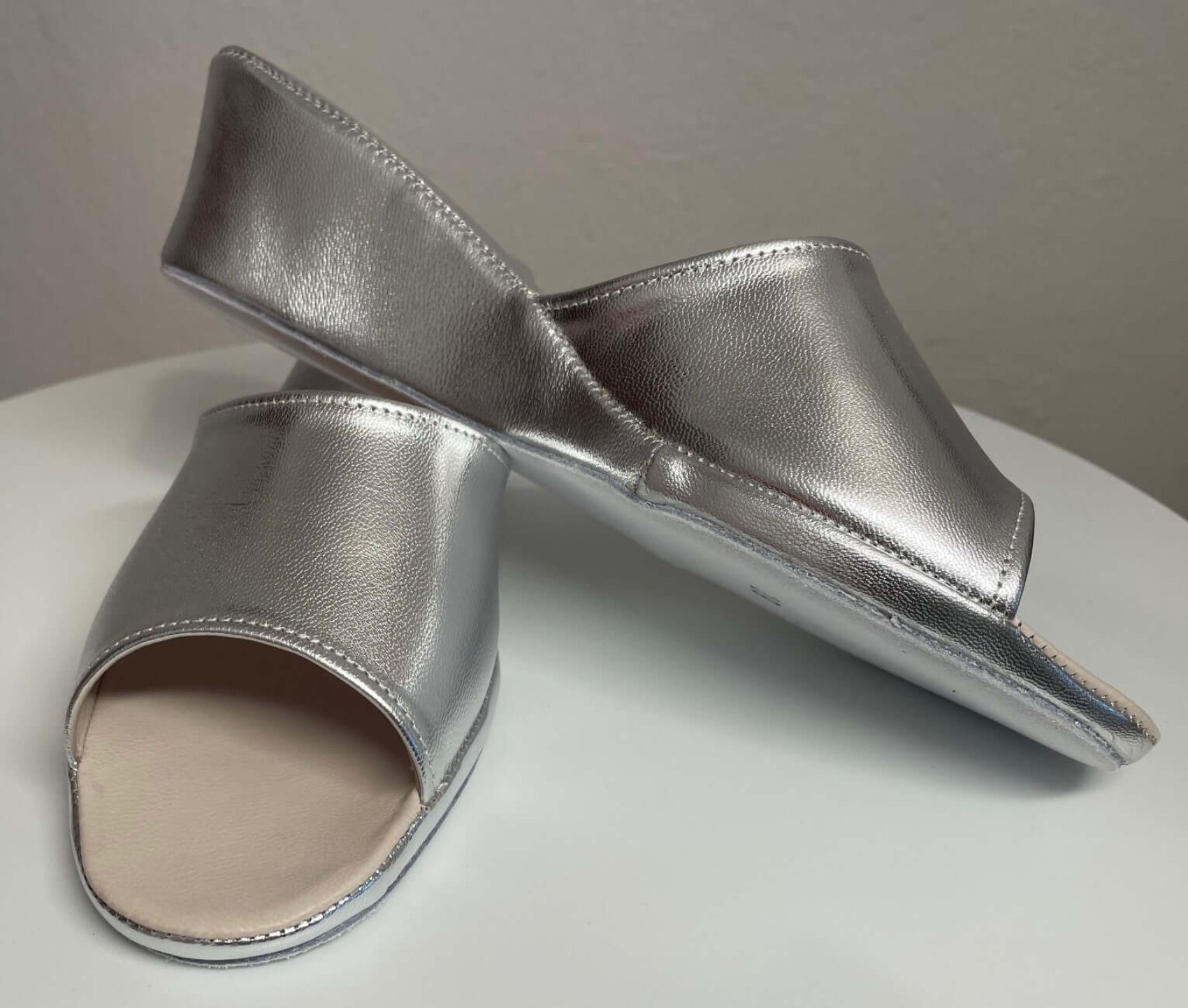 0103 Nappa Argento Suola Bufalo Ciabatte da camera Donna Original Milly Made in Italy