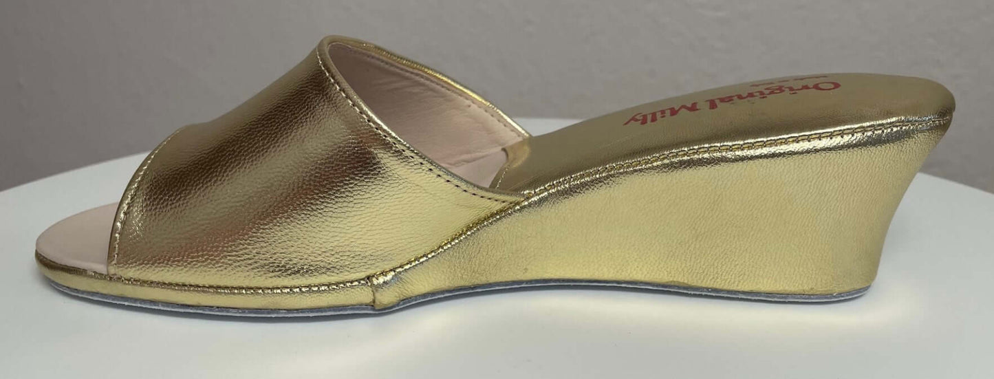 0103 Nappa Oro Suola Bufalo Ciabatte da camera Donna Original Milly Made in Italy