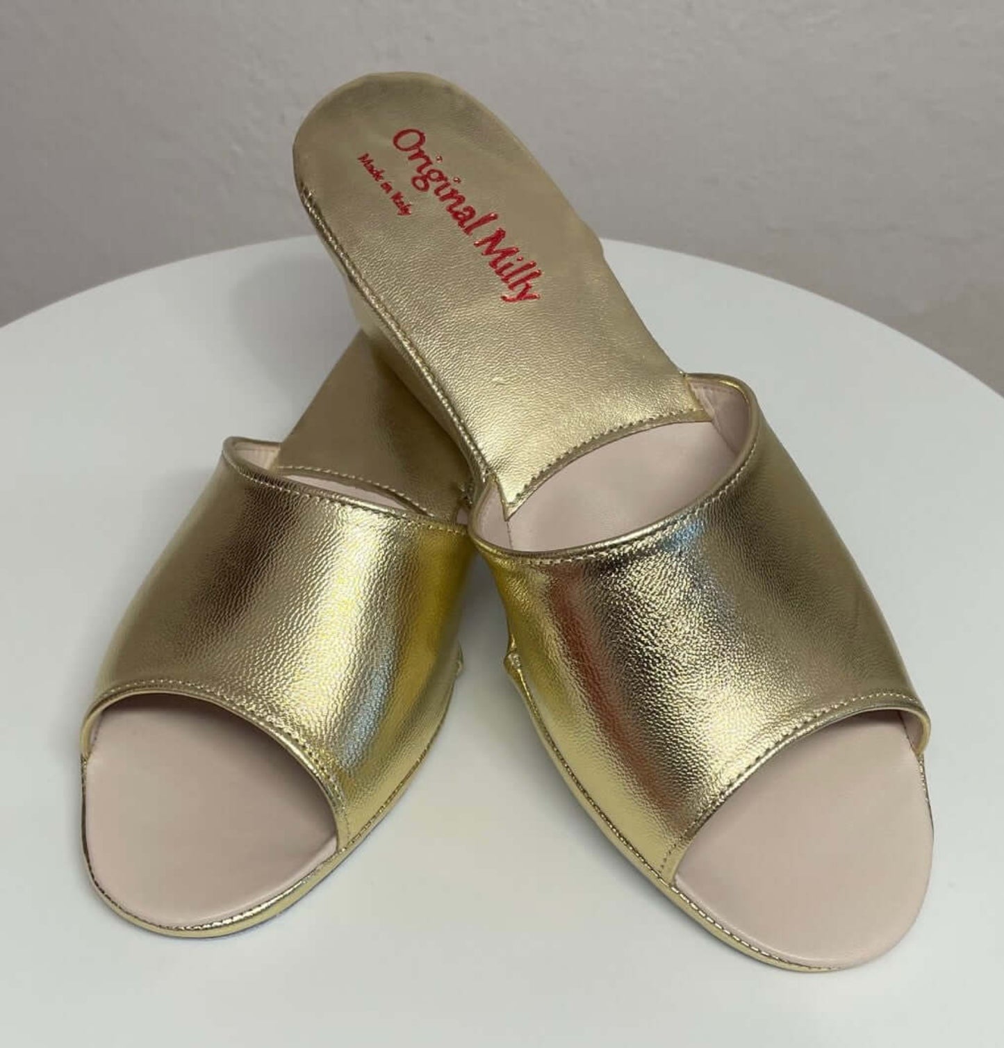 0103 Nappa Oro Suola Bufalo Ciabatte da camera Donna Original Milly Made in Italy