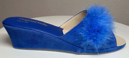Original Milly 0029 Camoscio Blu (PelleTop) Ciabatta da camera Donna