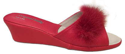 Original Milly 0102 Nappa Rosso (PelleTop) Ciabatta da camera Donna
