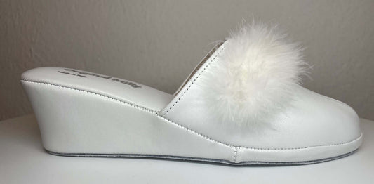 Original Milly 0300 Nappa Bianco (PelleTop) Ciabatta da camera Donna
