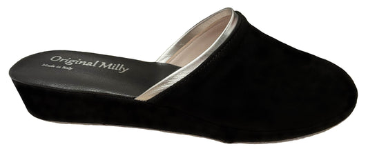 Original Milly 0720 Camoscio Nero (PelleTop) Ciabatta da camera Donna