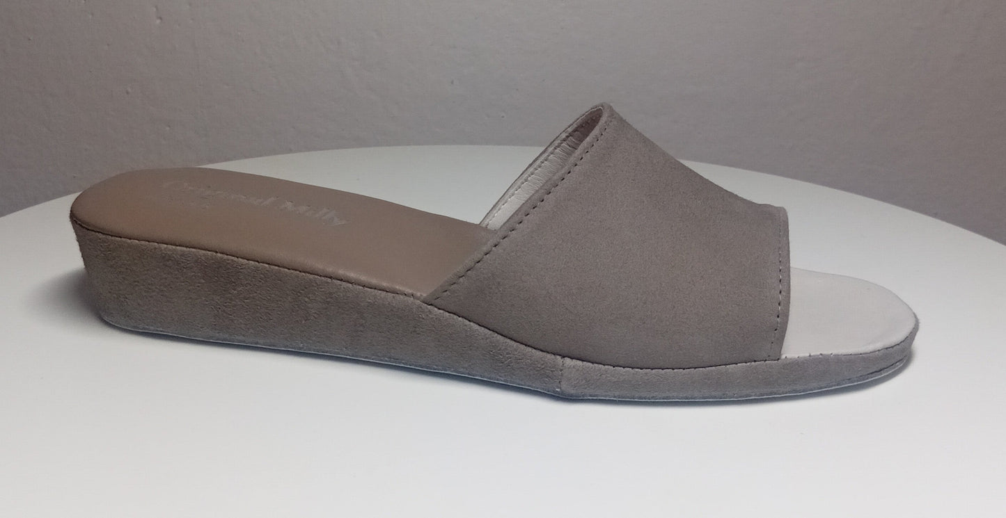 0202 Camoscio e Nappa Taupe Suola Bufalo Ciabatte da camera Donna Original Milly Made in Italy - Foto N 1