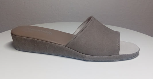 0202 Camoscio e Nappa Taupe Suola Bufalo Ciabatte da camera Donna Original Milly Made in Italy - Foto N 1