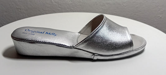 0202 Nappa Argento Suola Bufalo Ciabatte da camera Donna Original Milly Made in Italy - Foto N 1