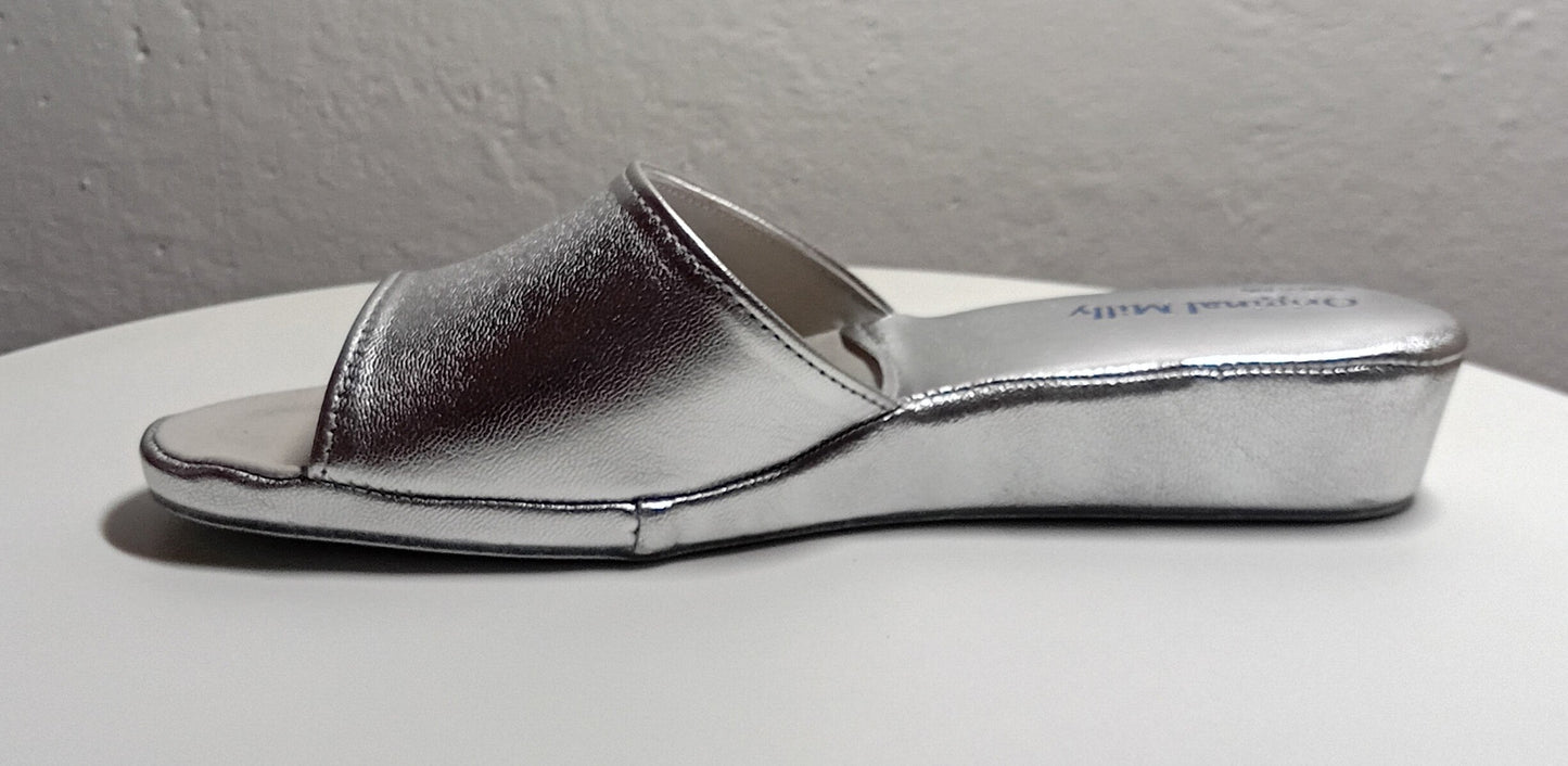 0202 Nappa Argento Suola Bufalo Ciabatte da camera Donna Original Milly Made in Italy - Foto N 3