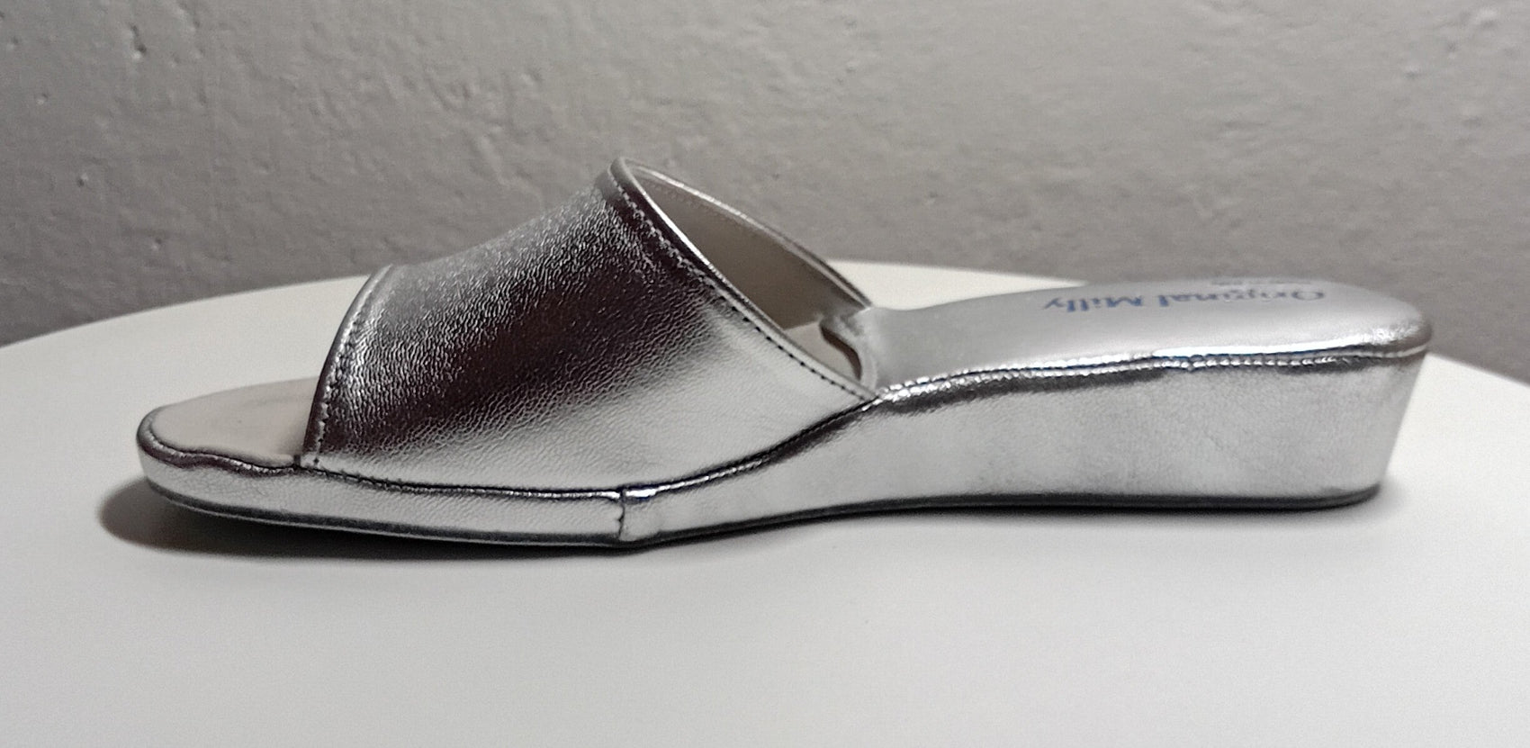 0202 Nappa Argento Suola Bufalo Ciabatte da camera Donna Original Milly Made in Italy - Foto N 3