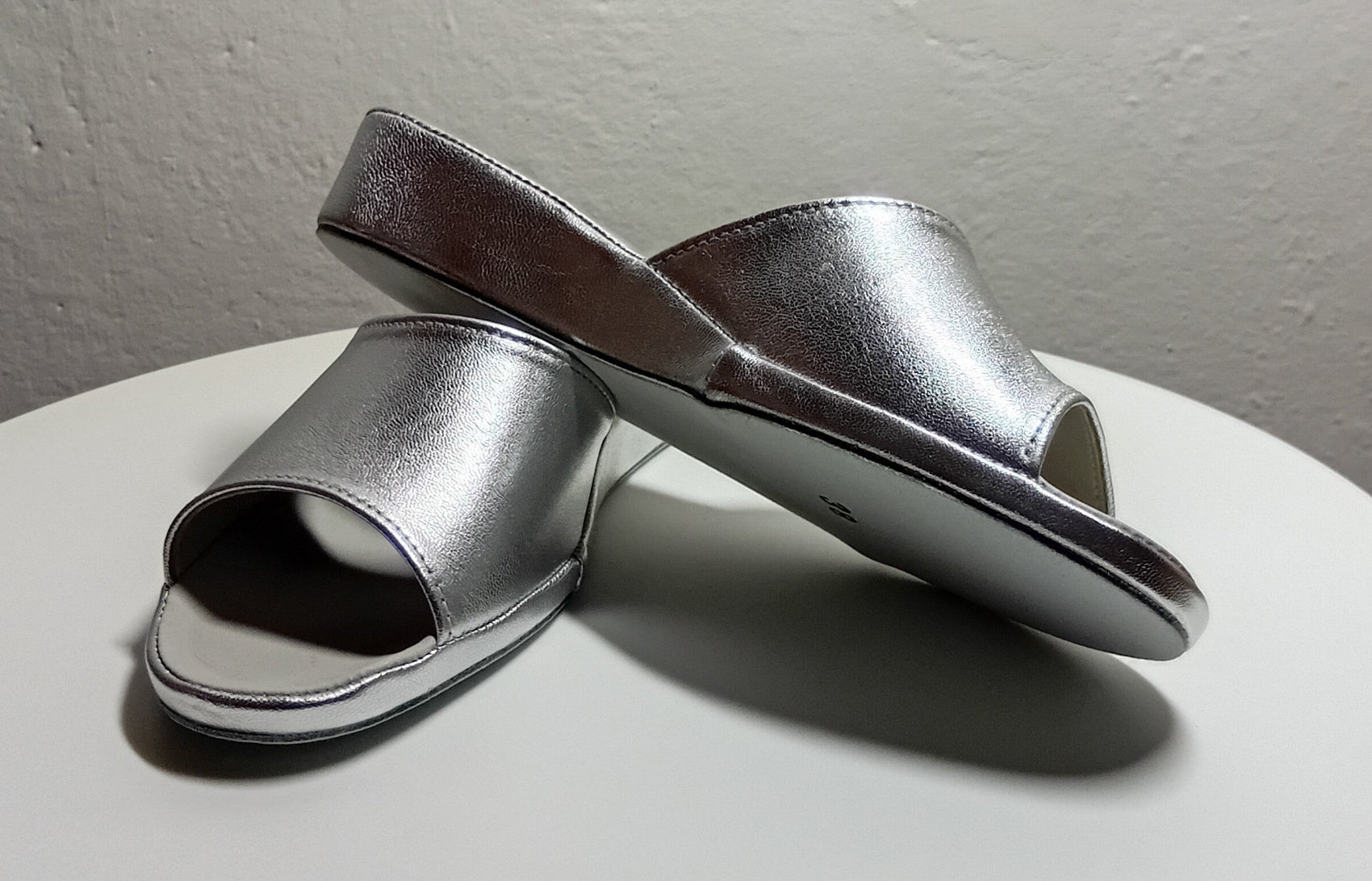 0202 Nappa Argento Suola Bufalo Ciabatte da camera Donna Original Milly Made in Italy - Foto N 5