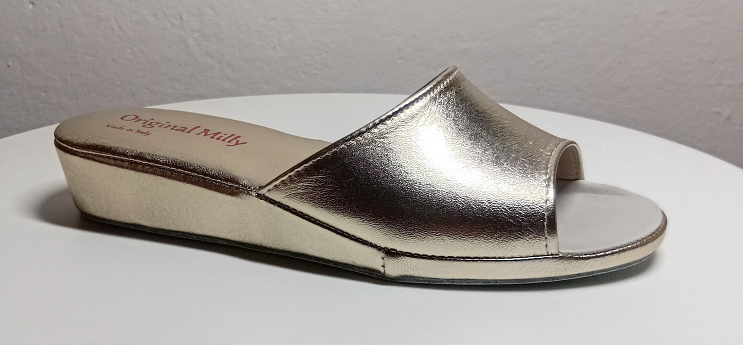 0202 Nappa Oro Suola Bufalo Ciabatte da camera Donna Original Milly Made in Italy - Foto N 2