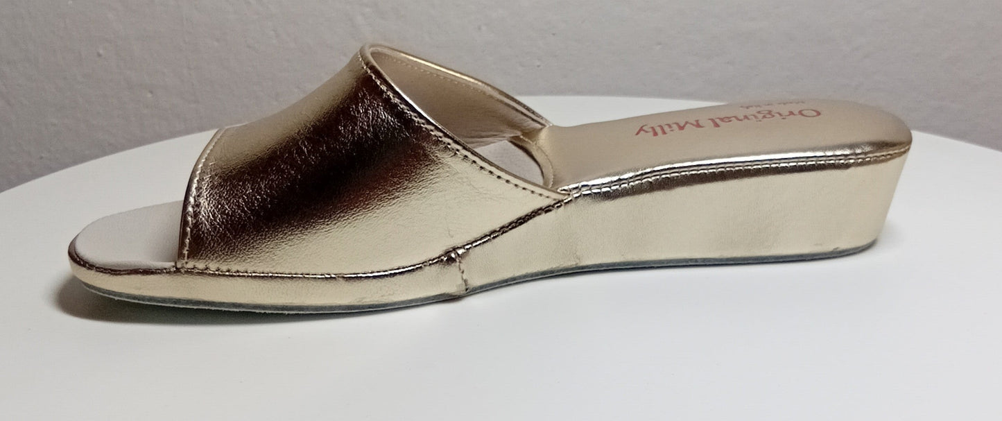 0202 Nappa Oro Suola Bufalo Ciabatte da camera Donna Original Milly Made in Italy - Foto N 3