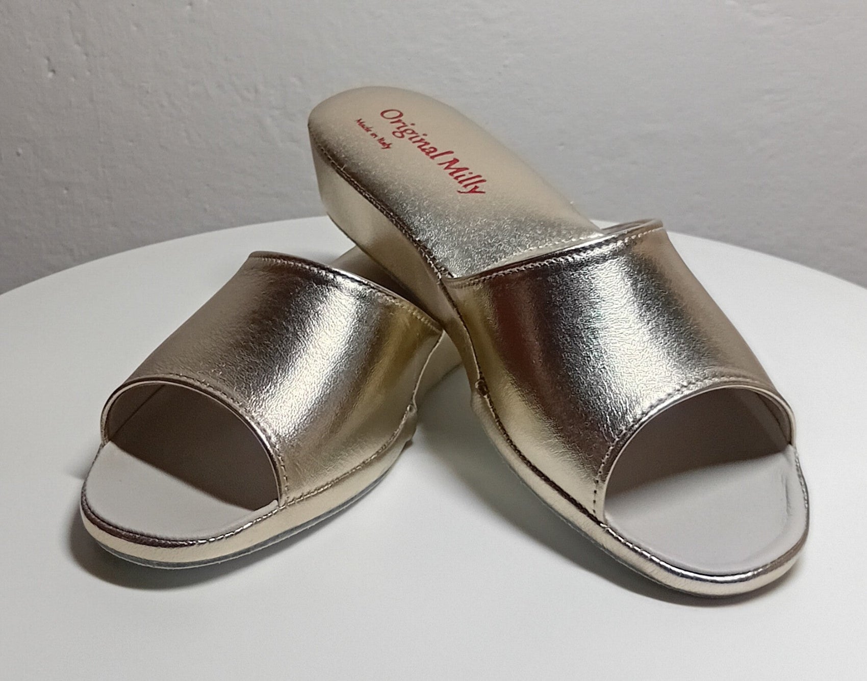 0202 Nappa Oro Suola Bufalo Ciabatte da camera Donna Original Milly Made in Italy - Foto N 4