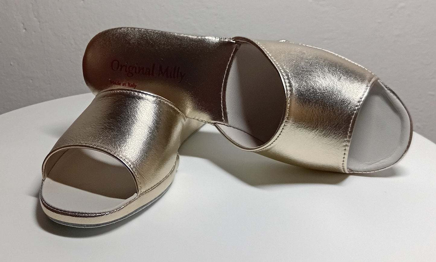 0202 Nappa Oro Suola Bufalo Ciabatte da camera Donna Original Milly Made in Italy - Foto N 6
