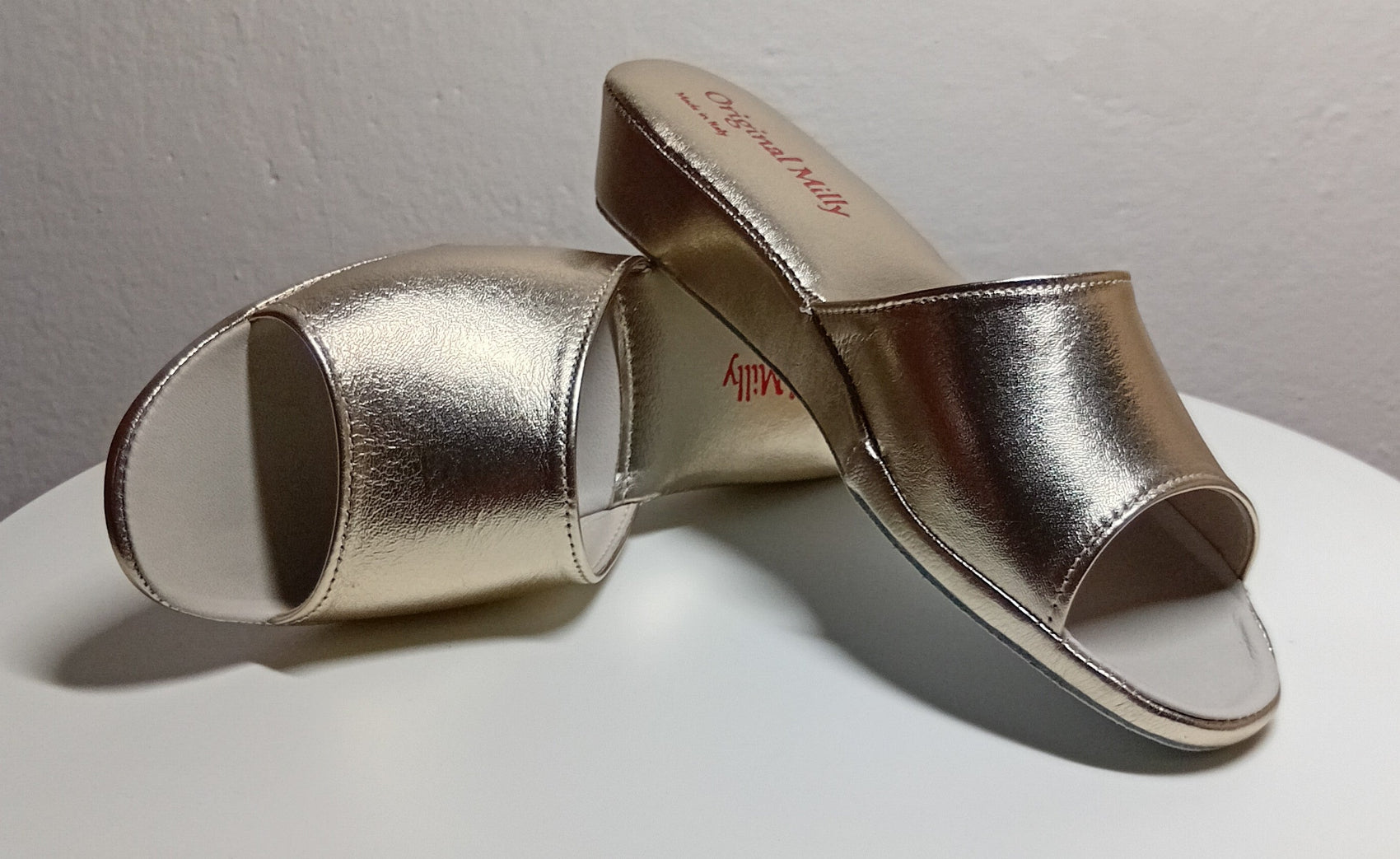 0202 Nappa Oro Suola Bufalo Ciabatte da camera Donna Original Milly Made in Italy - Foto N 7