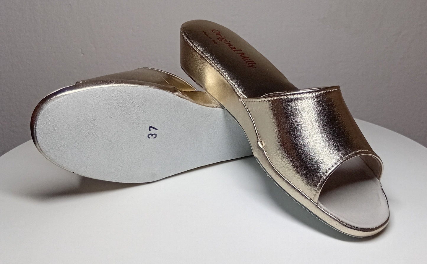 0202 Nappa Oro Suola Bufalo Ciabatte da camera Donna Original Milly Made in Italy - Foto N 8