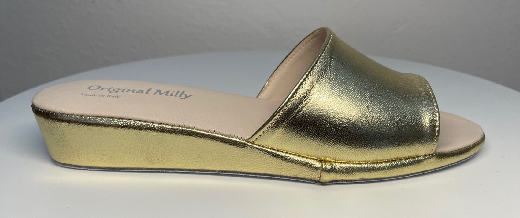 0203 Nappa Oro Suola Bufalo Ciabatte da camera Donna Original Milly Made in Italy