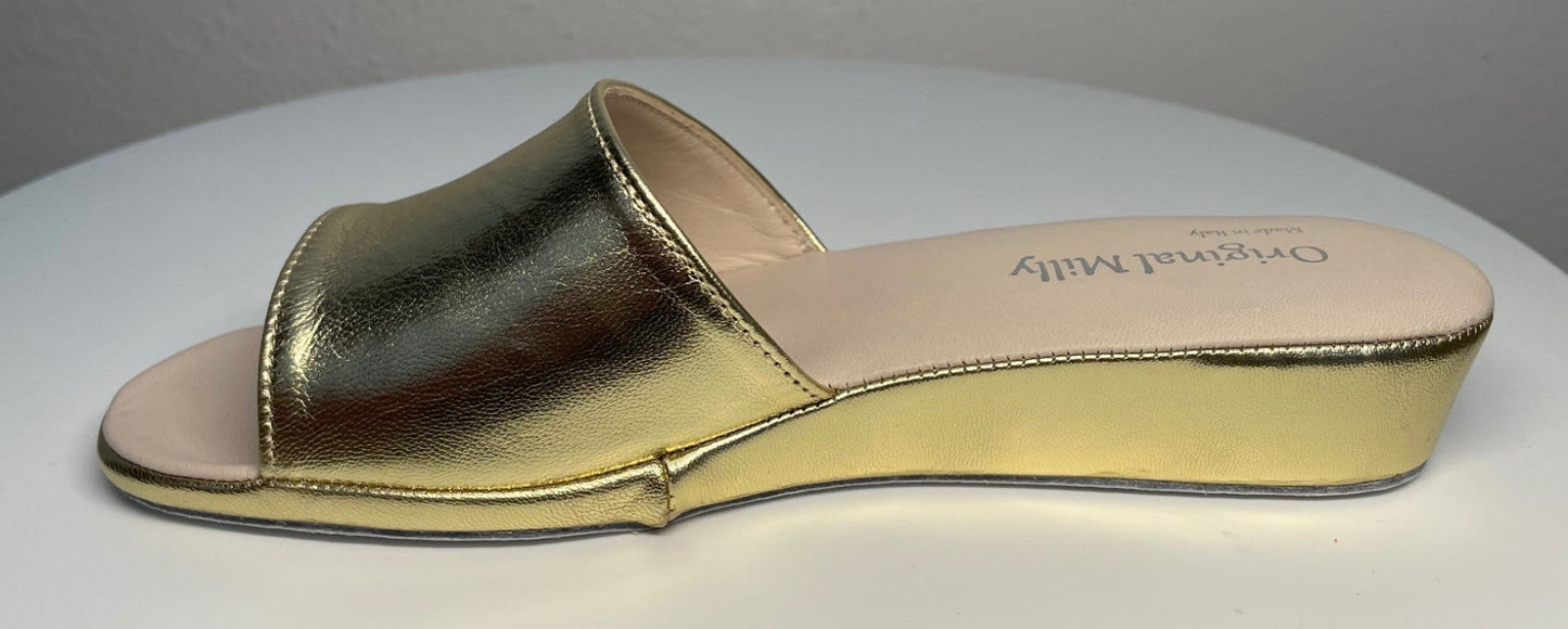 0203 Nappa Oro Suola Bufalo Ciabatte da camera Donna Original Milly Made in Italy