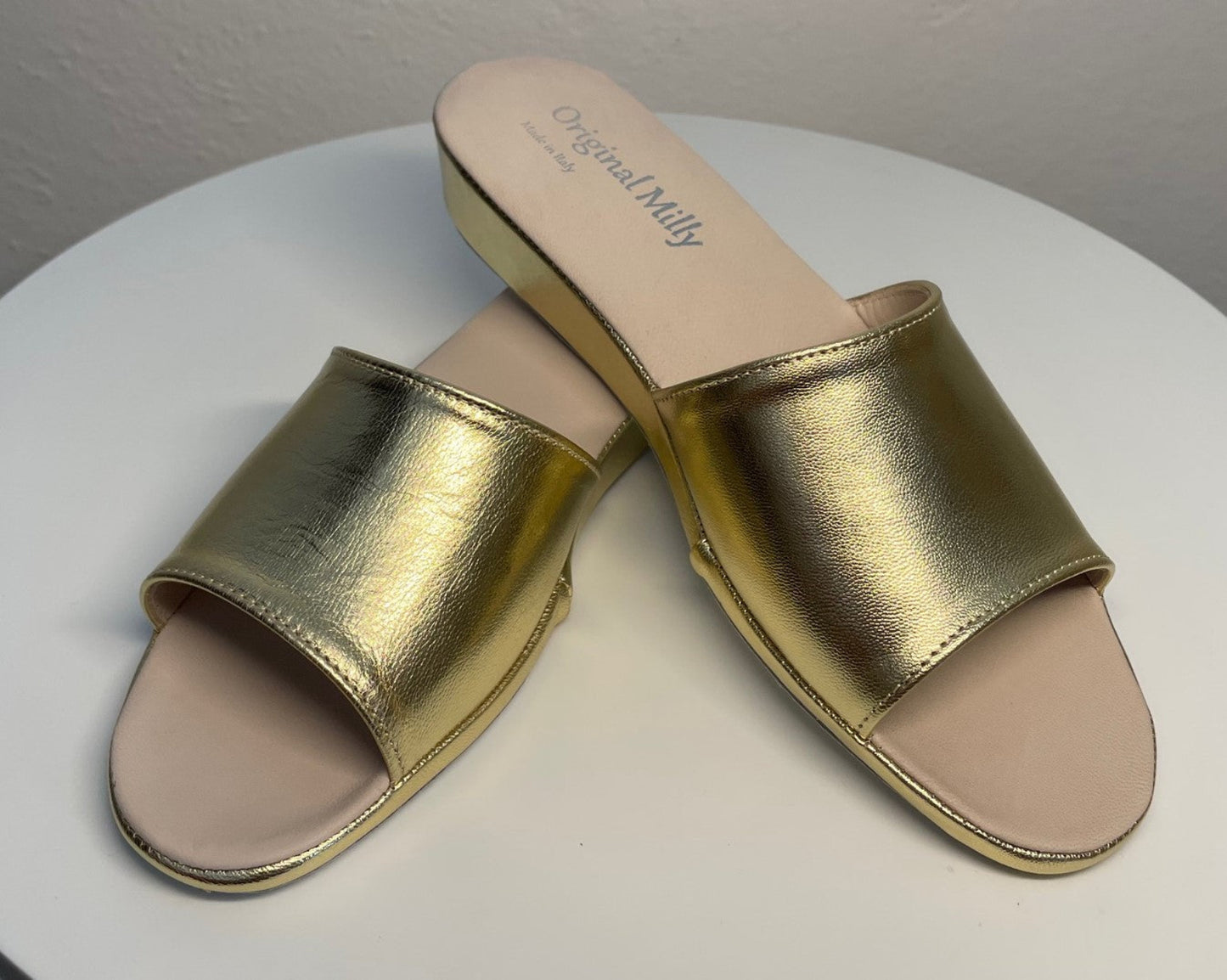 0203 Nappa Oro Suola Bufalo Ciabatte da camera Donna Original Milly Made in Italy