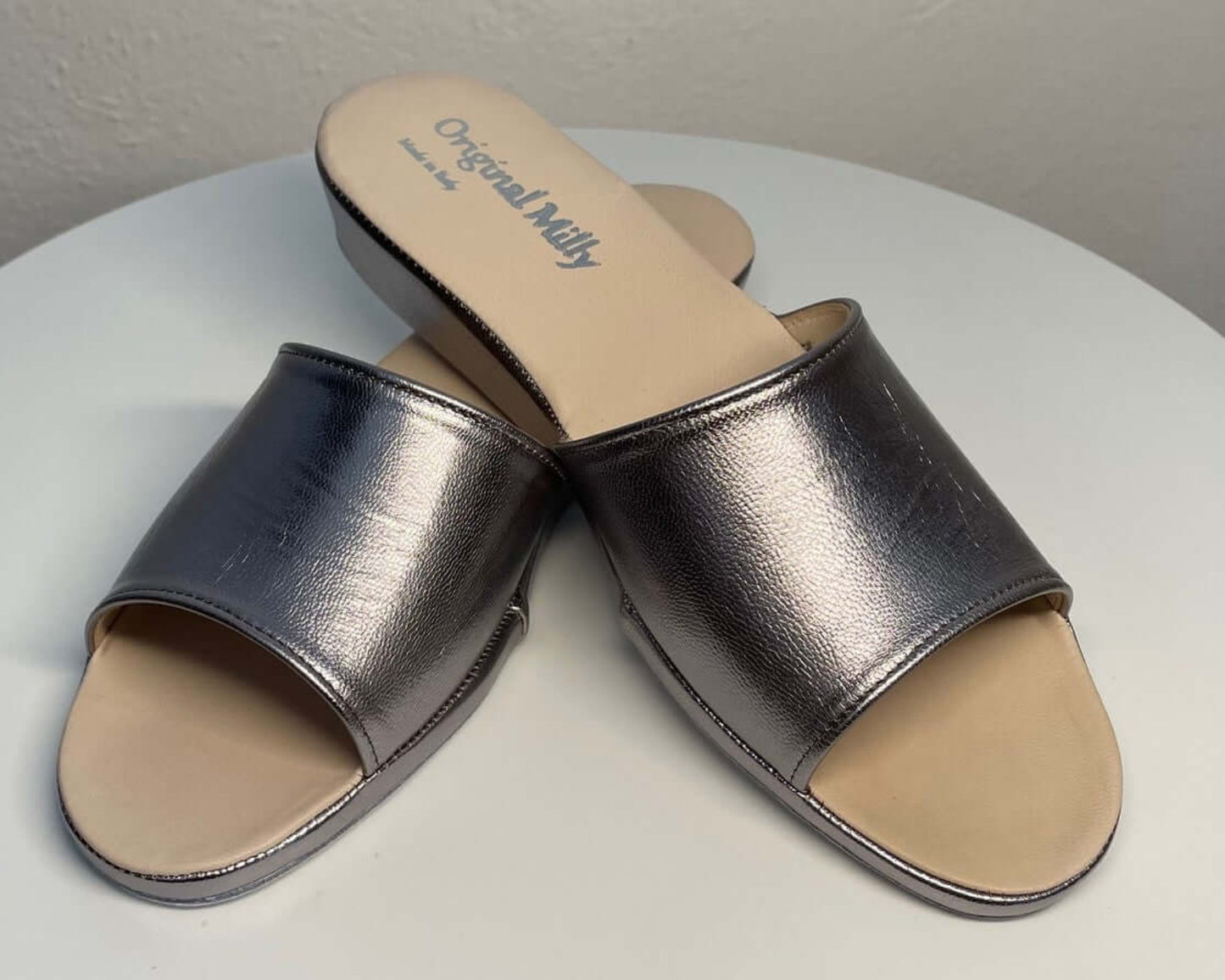 0203 Nappa Piombo Suola Bufalo Ciabatte da camera Donna Original Milly Made in Italy