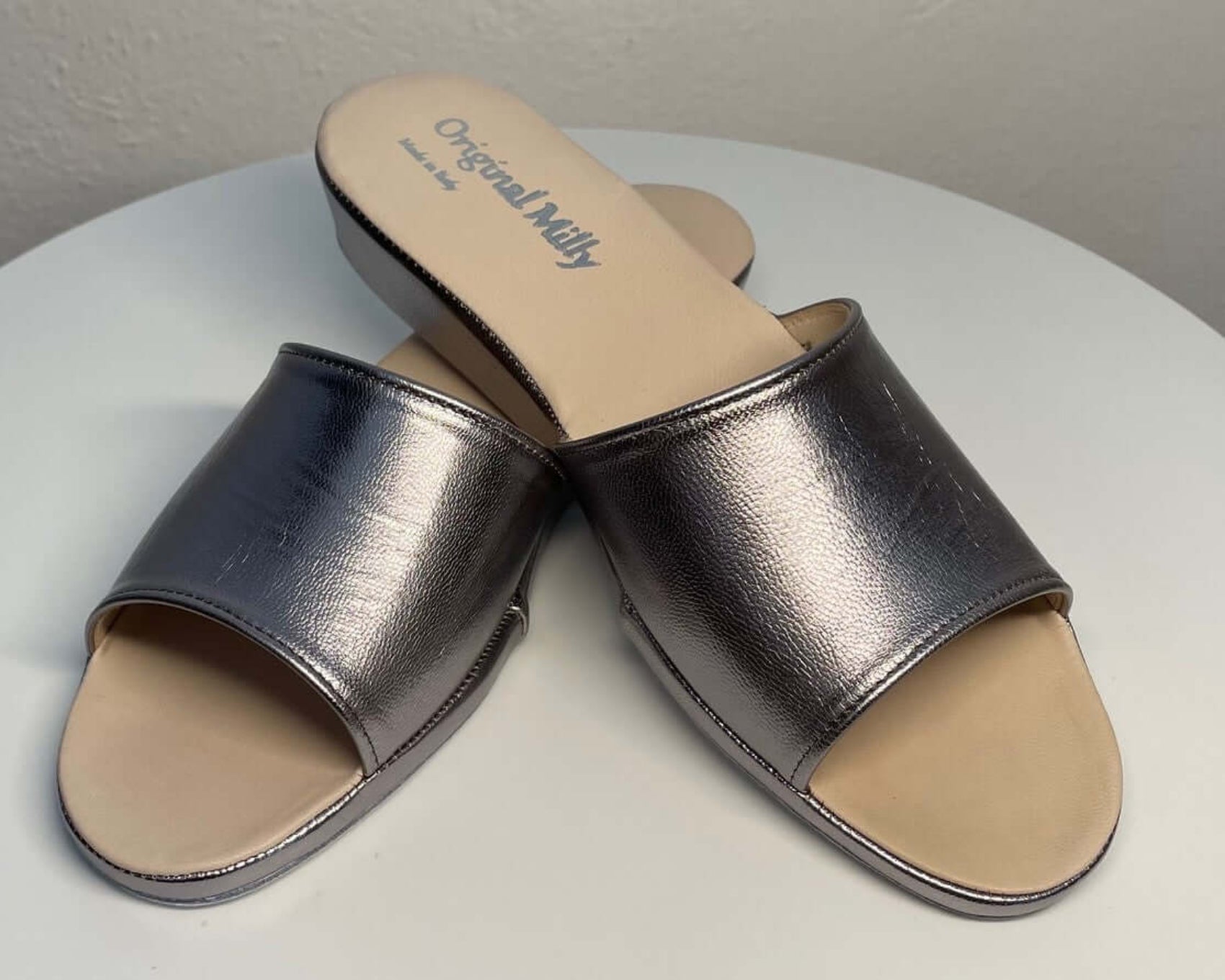 0203 Nappa Piombo Suola Bufalo Ciabatte da camera Donna Original Milly Made in Italy