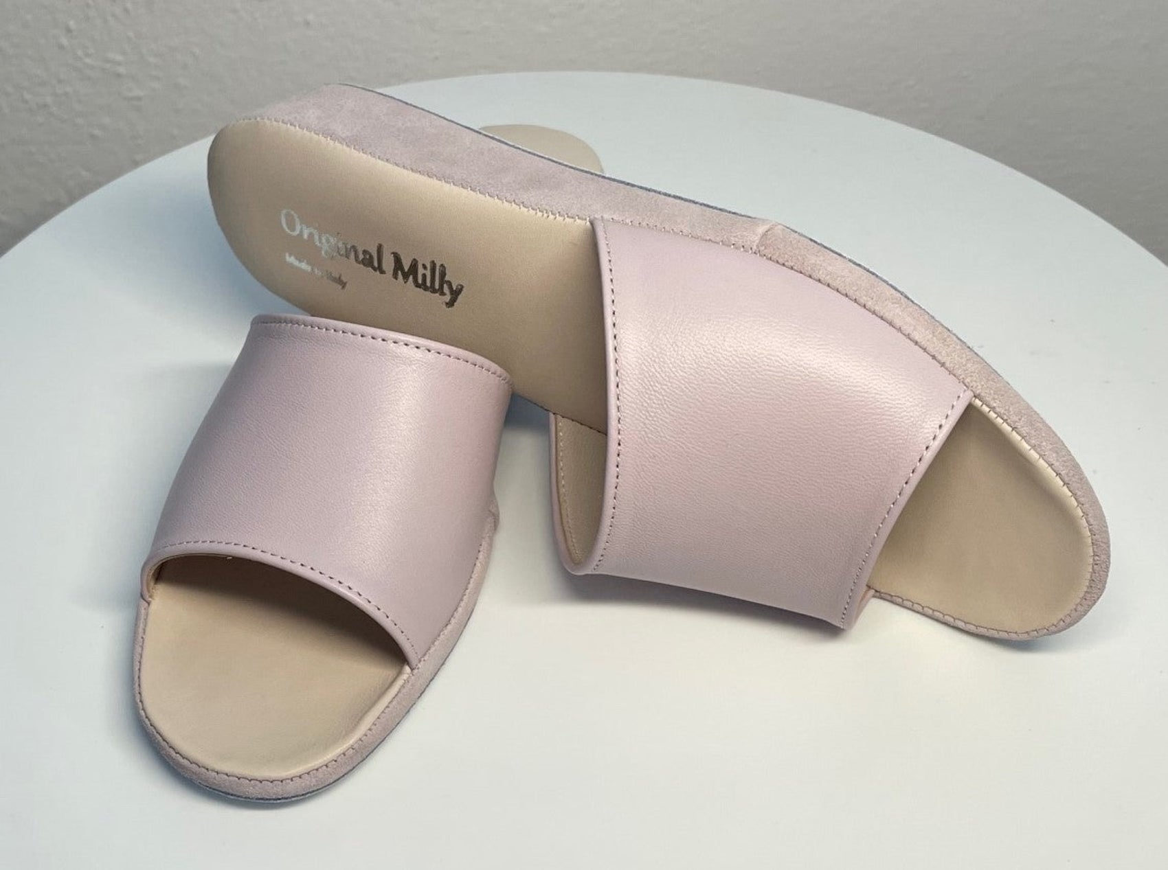 0203 Nappa e Camoscio Peonia Suola Bufalo Ciabatte da camera Donna Original Milly Made in Italy