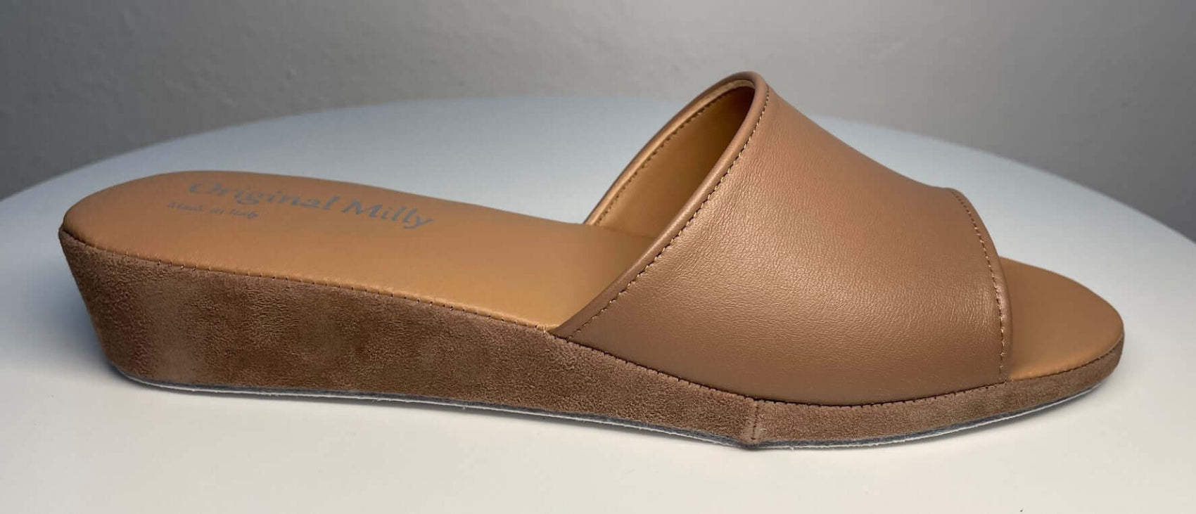 0205 Nappa e Camoscio Taupe Suola Bufalo Ciabatte da camera Donna Original Milly Made in Italy