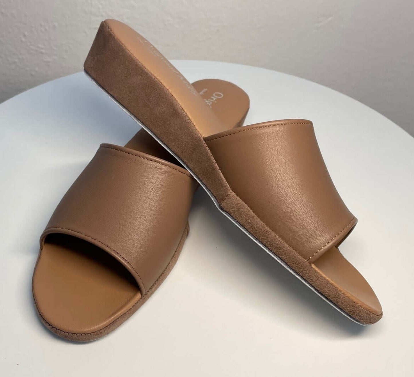 0205 Nappa e Camoscio Taupe Suola Bufalo Ciabatte da camera Donna Original Milly Made in Italy