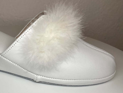 Original Milly 0300 Nappa Bianco (PelleTop) Ciabatta da camera Donna