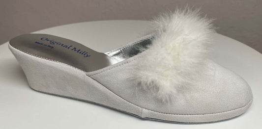 Original Milly 9000 Camoscio Bianco (PelleTop) Ciabatta da camera donna