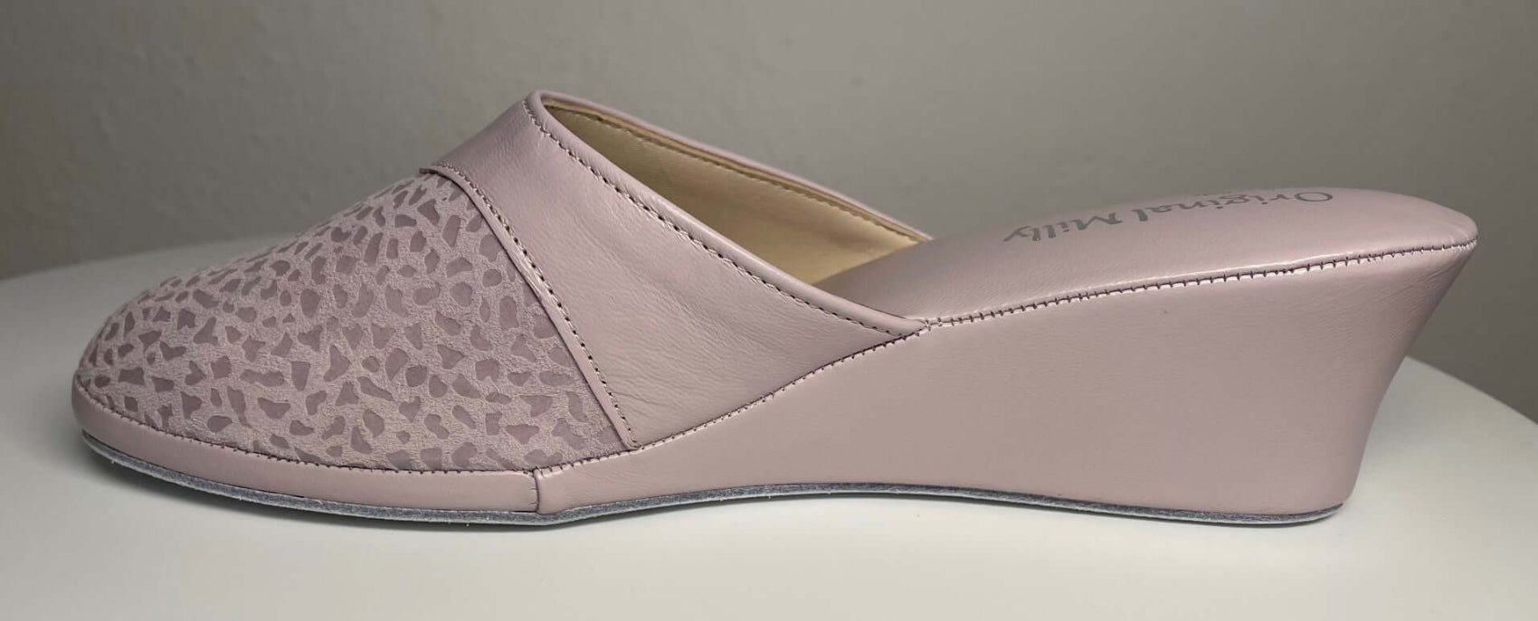 0350 Camoscio Peonia Suola Bufalo Ciabatte da camera Donna Original Milly Made in Italy