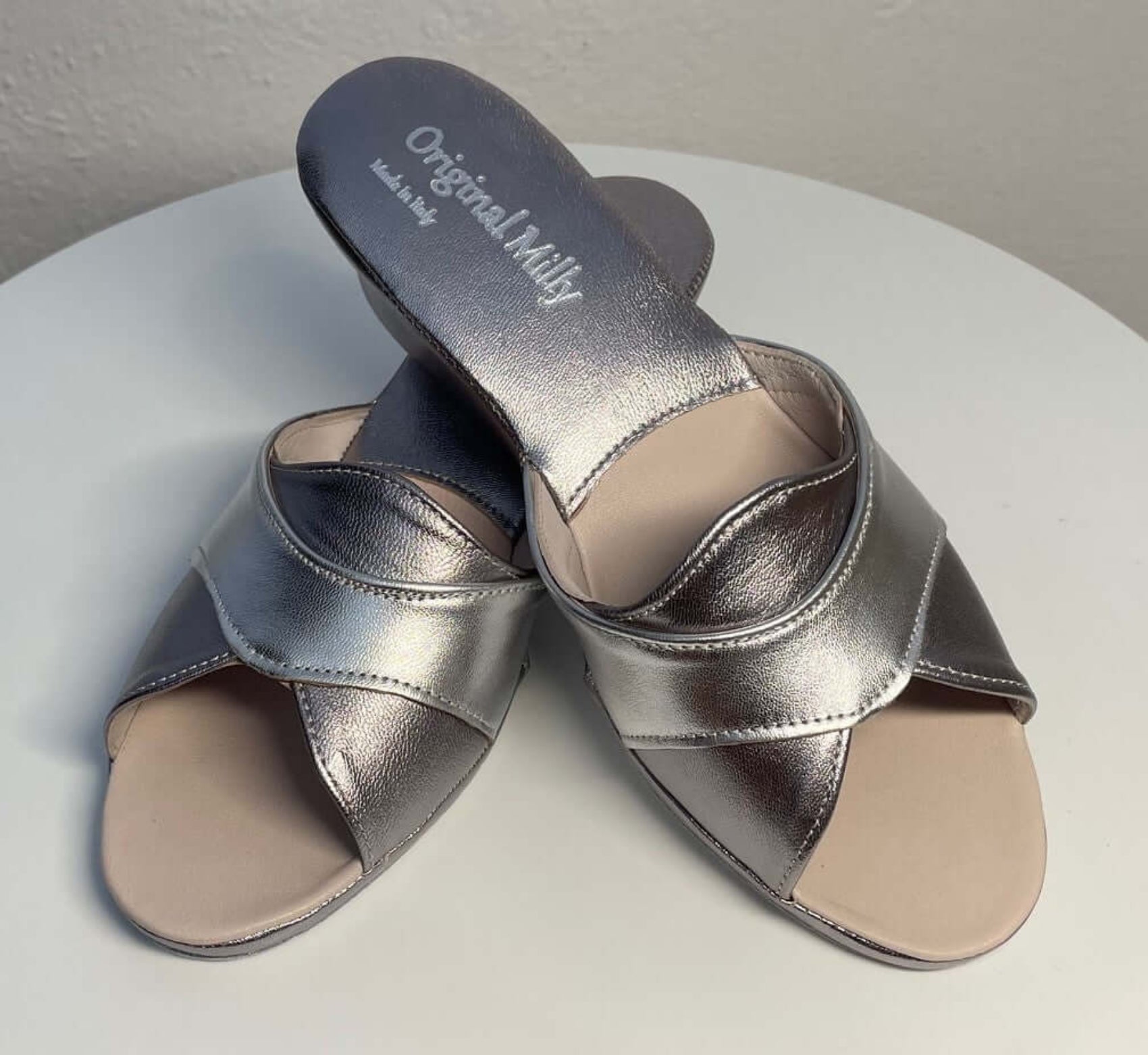 0403 Nappa Piombo Suola Bufalo Ciabatte da camera Donna Original Milly Made in Italy