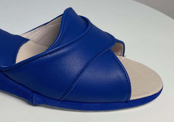 0403 Nappa e Camoscio Blu Suola Bufalo Ciabatte da camera Donna Original Milly Made in Italy