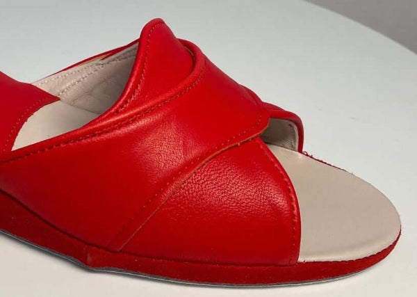 0403 Nappa e Camoscio Rosso Suola Bufalo Ciabatte da camera Donna Original Milly Made in Italy