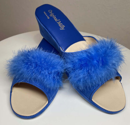 Original Milly 0029 Camoscio Blu (PelleTop) Ciabatta da camera Donna