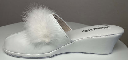 Original Milly 0300 Nappa Bianco (PelleTop) Ciabatta da camera Donna