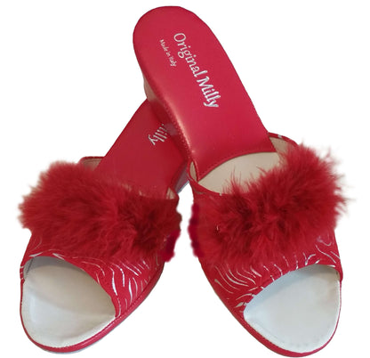 Original Milly 102 Zebrato Rosso (Pelle) Ciabatta da camera donna